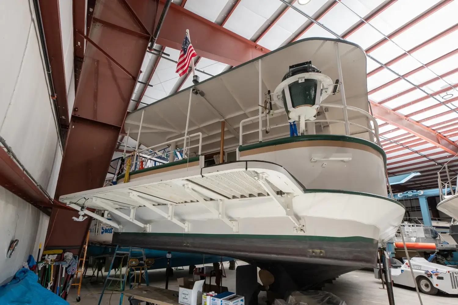 Sage's stern quarter hauled out, whole hull visible